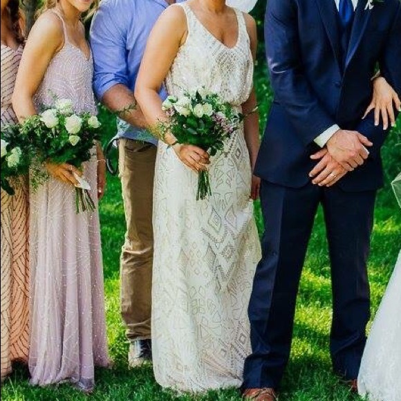 Gold Sequined Bridesmaid Dress - Picture 1 of 8